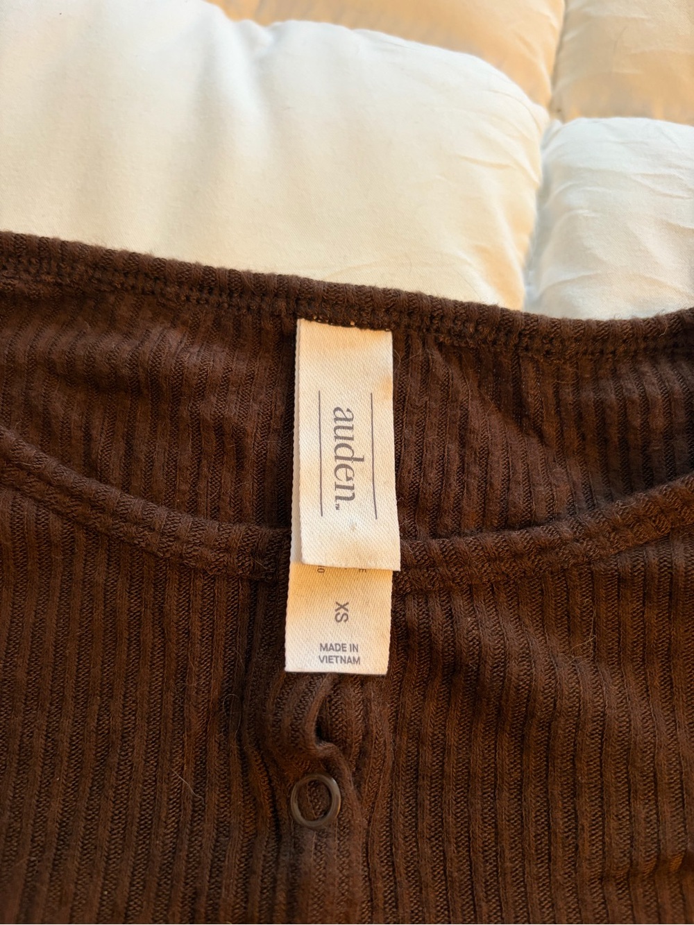 Auden Ribbed Henley Long Sleeve Top & Shorts Pajama Set - Brown - Picture 5 of 5